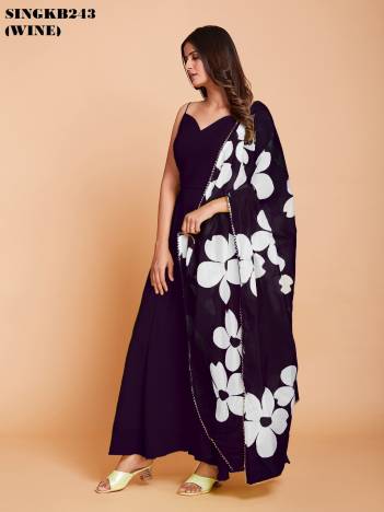 D.NO. SINGKB243 (WINE) BY ARYA GOWNS MANUFACTURER IN INDIA